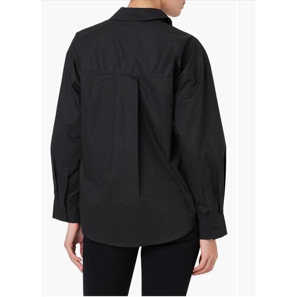 English Factor Bow Poplin Button-Up Shirt Black Size Medium - Picture 2 of 7